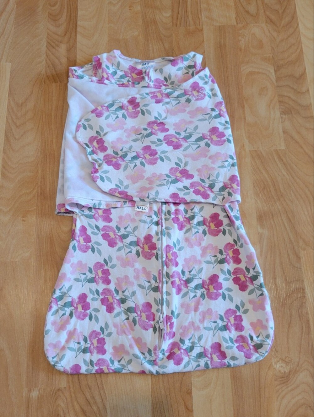 Halo Sleep Sack Swaddle Size Small 3-6 Months Cotton 13-18lbs pink Floral